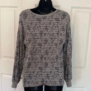 Lou & Grey soft blossom sleeve sweatshirt size small gray crewneck top